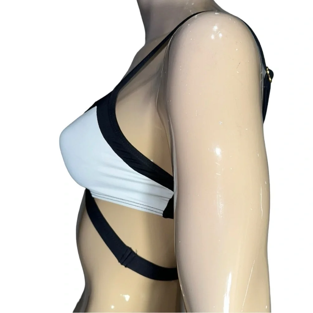L*Space Women’s Size S Black White Colorblock Cut Out Bikini Top